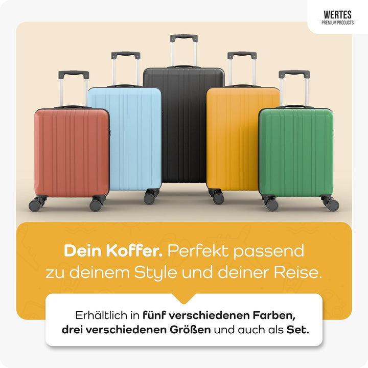 Hartschalen Koffer Mittel 67cm - 60L, TSA Schloss, Doppelrollen, Reisekoffer mit Rollen, Senfgelb 67