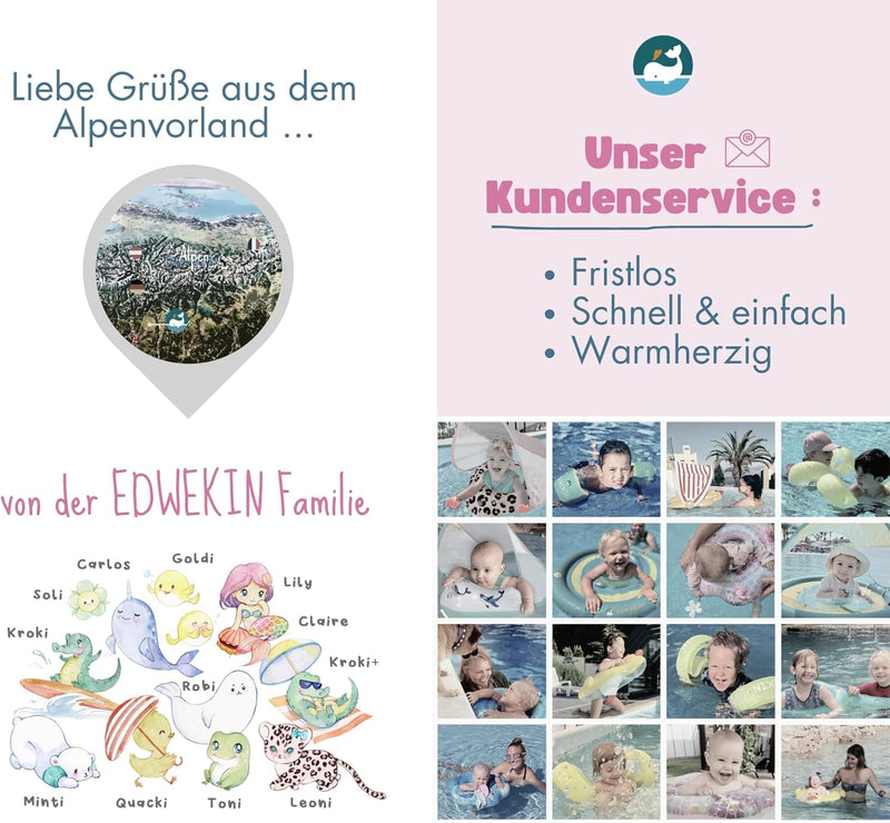 EDWEKIN® Baby Schwimmring, Schwimmhilfe Meerjungfrau, Schwimmsitz Kleinkinder, Baby Float, ab 6 Mona