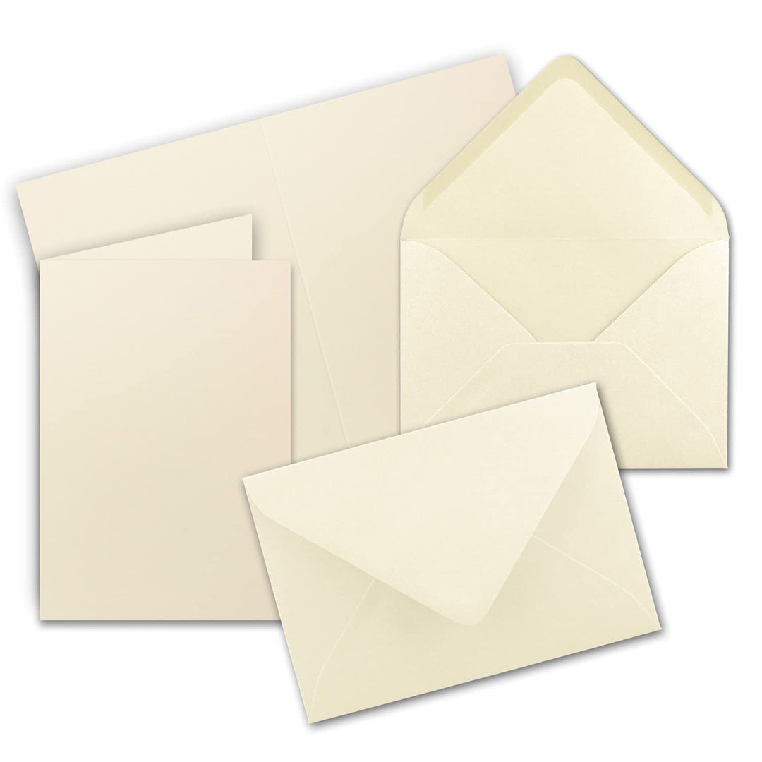 Faltkarten SET mit Brief-Umschlägen DIN A6 / C6 in Vanille - 75 Sets - 14,8 x 10,5 cm - Serie Farben