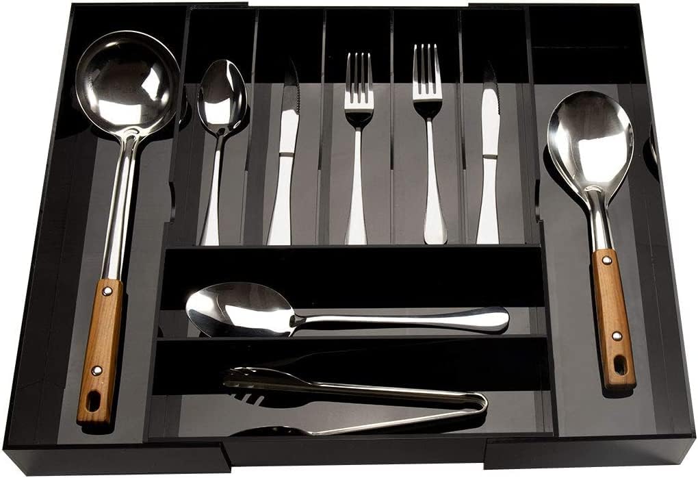 NIUBEE Schubladen-Organizer aus Acryl, für Besteck und Utensilien, erweiterbarer Besteck-Organizer u