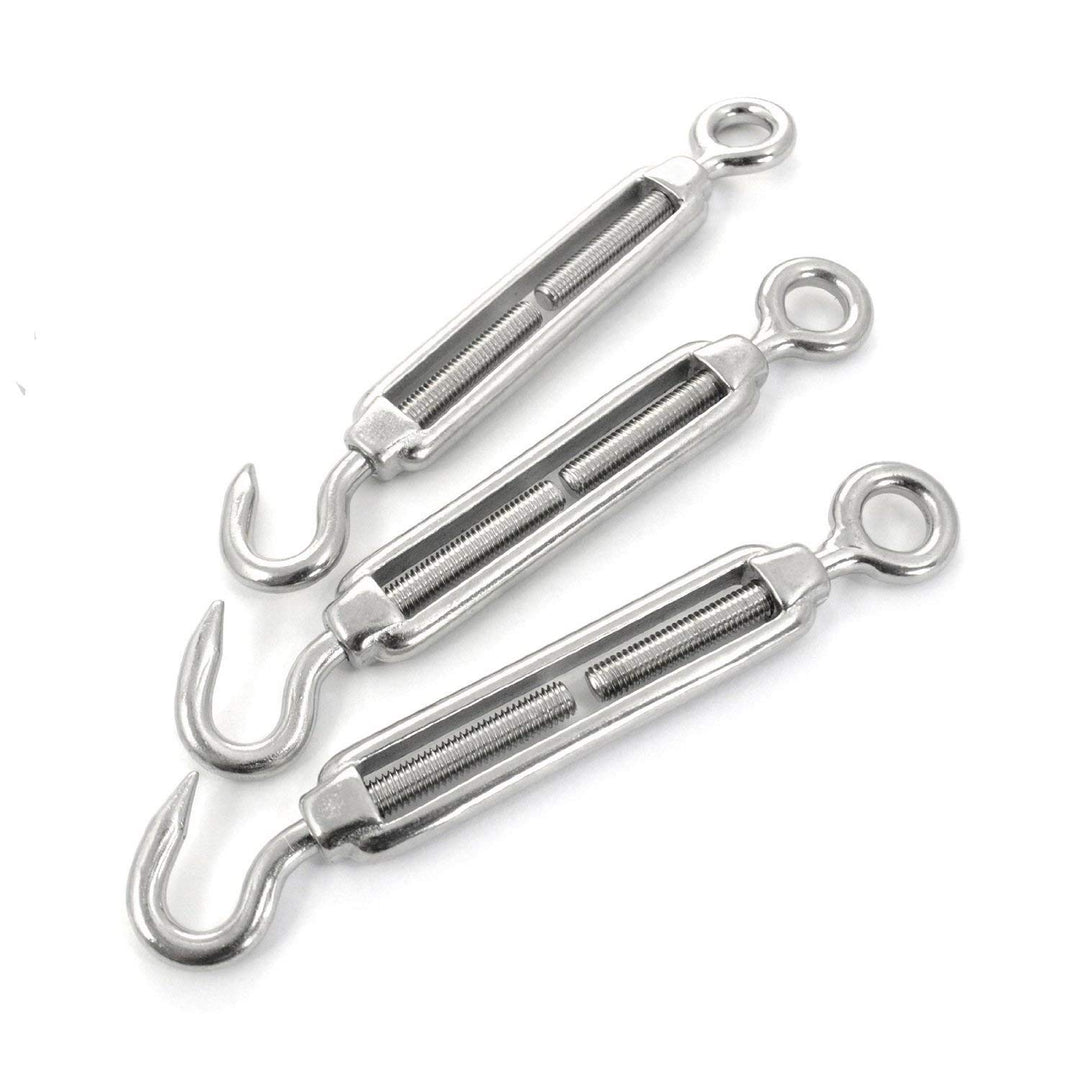 DQ-PP STAHLSEIL SET | 2mm | 100m | 6 x Seilklemmen Bügel 2mm | 2 x Spannschloss M4 Haken – Öse | Ede