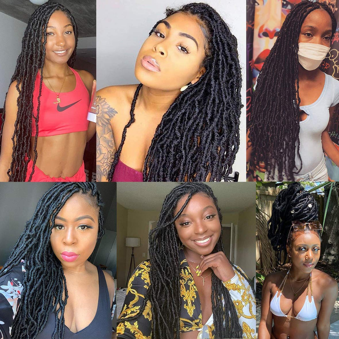 Xtrend 7 Packs 24 Zoll Schwarz Nu Faux Locs Häkeln Zöpfe Haar Synthetische Pre Looped Soft Dreadsloc