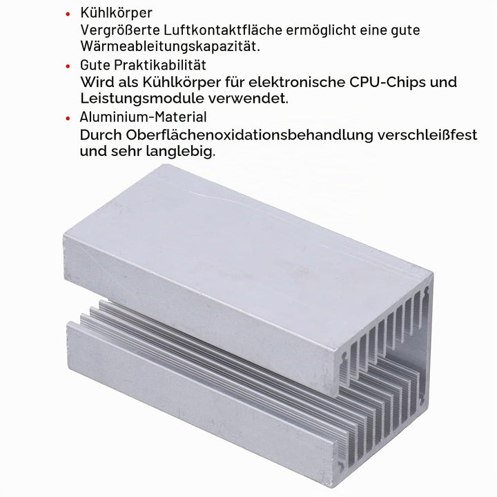 Aluminium-Kühlkörper U-Typ Easycargo-Kühlkörper 100x50x50mm Thermal Cooler Cooling Radiator Zubehör
