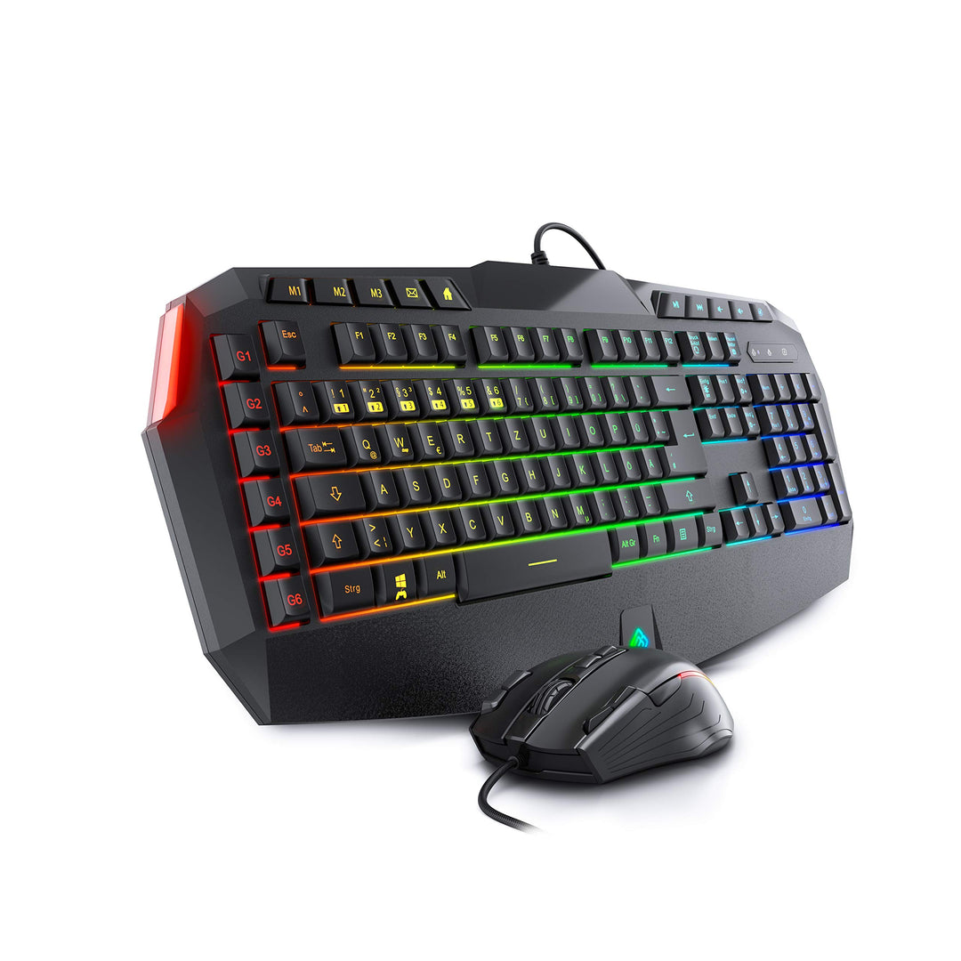 BoostBoxx Phobetor - Gaming Tastatur & Maus Set mit RGB-Beleuchtung - QWERTZ-Tastatur mit programmie
