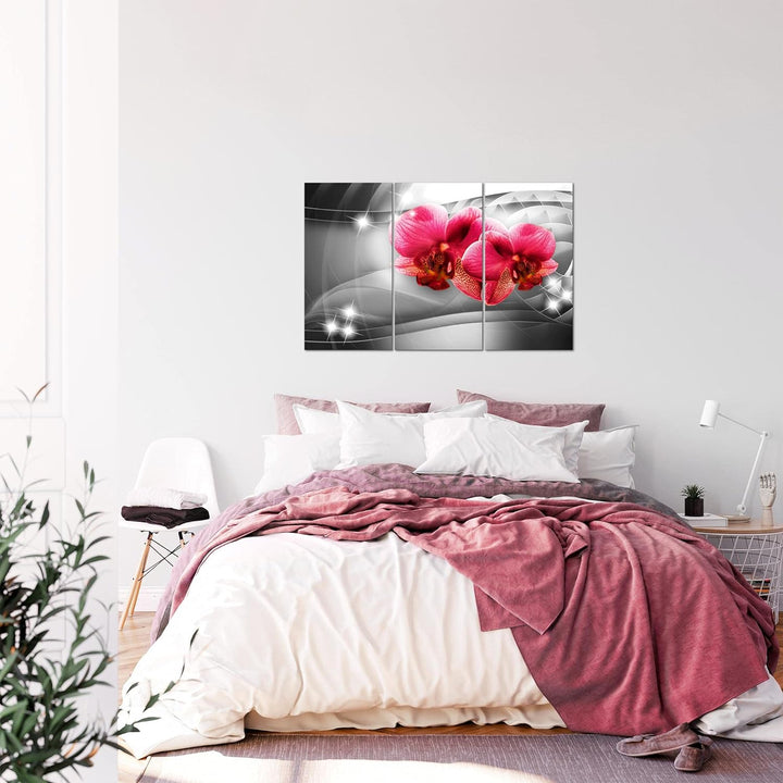 Runa Art Wandbilder Blumen Orchidee Bild XXL Wohnzimmer Schlafzimmer Grau Violett Abstrakt 120 x 80