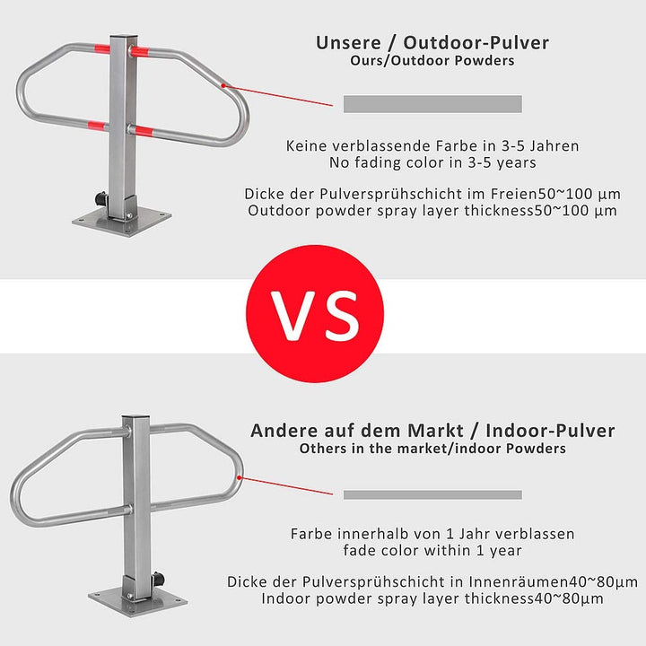 Melko Parkplatzbügel klappbar mit 3 Schlüssel Parkpfosten Parkplatzsperre Sperrpfosten Poller Parkpl