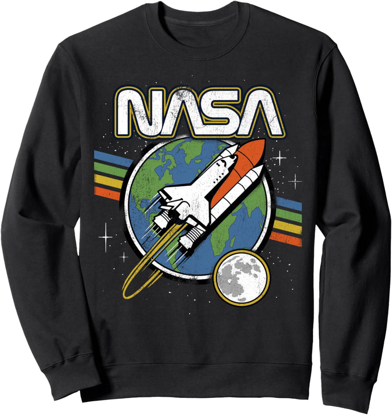 NASA Blast Off Retro Rainbow Stripes Sweatshirt