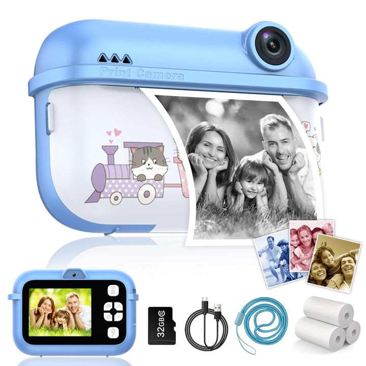 Sofortbildkamera Kinder, 48MP Kinderkamera Sofortbildkamera mit Dual-Kamera, mit Druckpapier & 32G T