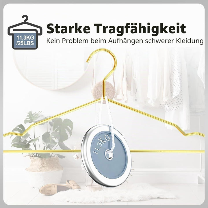 SPECILITE 42 cm goldene Metall-Kleiderbügel, 100 Stück im Grosspack mit Kerben für Standardgrösse Mä