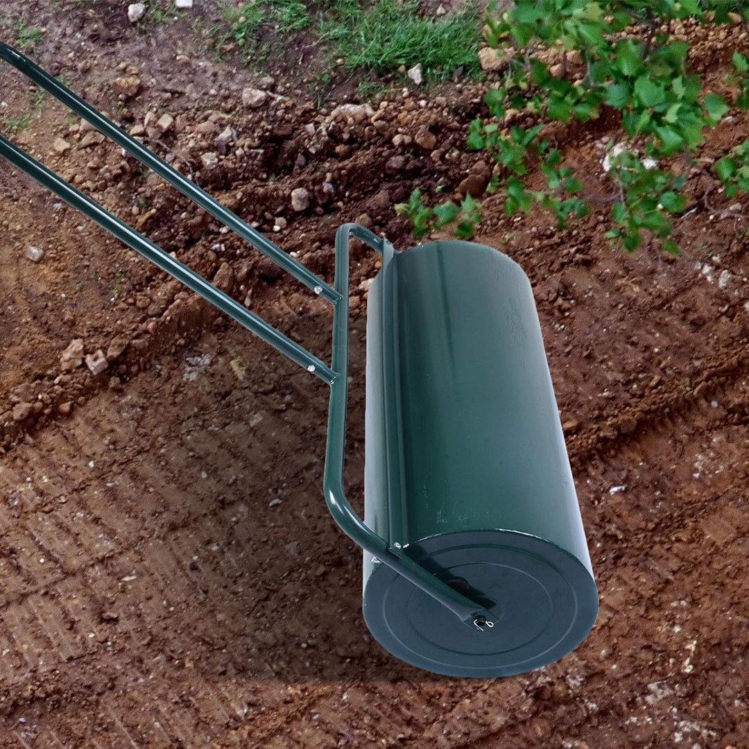 GOPLUS Rasenwalze, 48L/63L Gartenwalze befüllbar mit Wasser & Sand, Rasenroller aus Metall, Graswalz