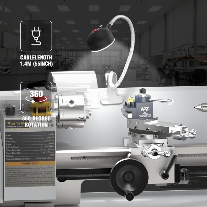 YouTeMei Klemme Arbeitsleuchte 12W Led Maschinenleuchte für Drehmaschine/Cnc/Fräsen/Bohrmaschine/Näh