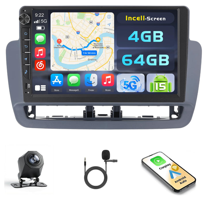 Hikity Android 15 4+64G Autoradio für Seat Ibiza Typ 6J 2012-2015 mit 9 Zoll Incell Touchscreen, Aut