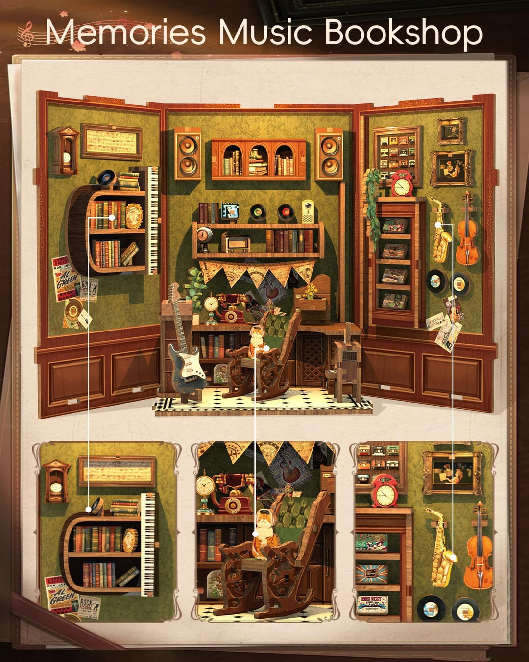 CUTEBEE Book Nook Kits for Adults - DIY Puppenhaus Miniatur mit LED-Licht, Holz Elegant & Ornate Sty