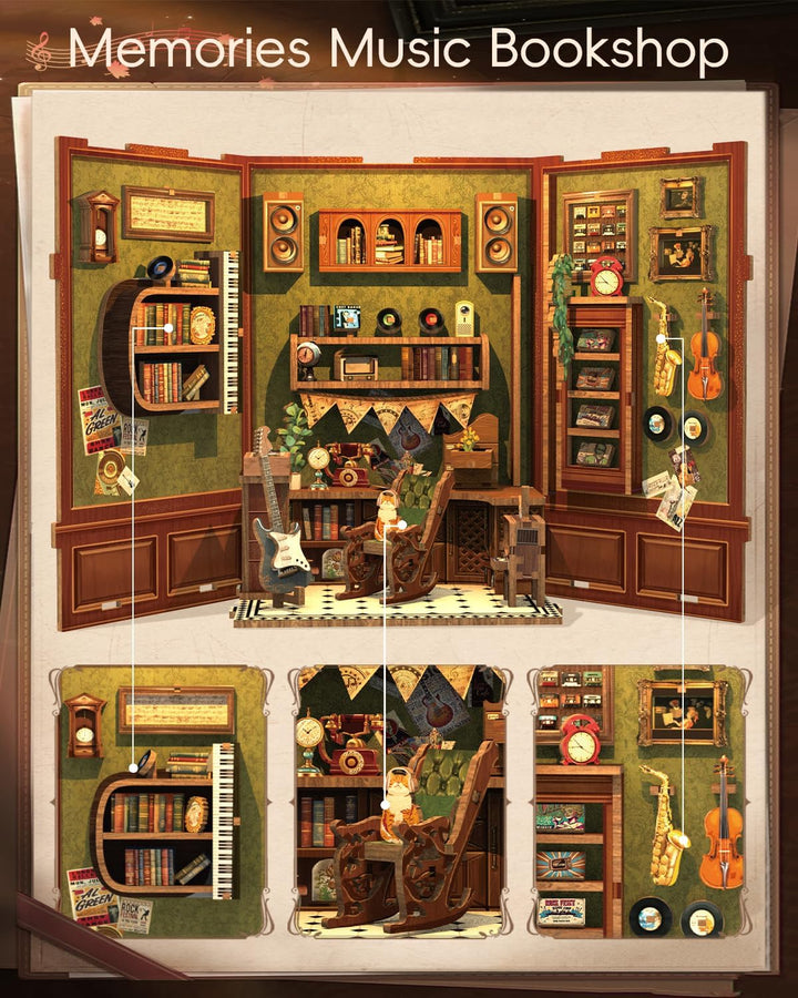 CUTEBEE Book Nook Kits for Adults - DIY Puppenhaus Miniatur mit LED-Licht, Holz Elegant & Ornate Sty