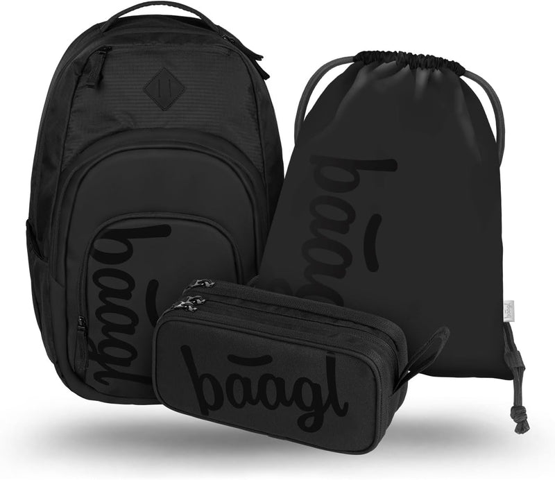 Baagl Schulrucksack Set 3 Teilig, Ergonomischer Grosser Rucksack mit Thermofach für Jungen Mädchen T