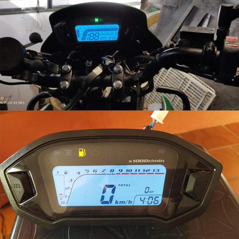 Geloo Motorrad Tachometer Tachometer, 13000 U/min Motorrad Messgerät LED Hintergrundbeleuchtung Digi