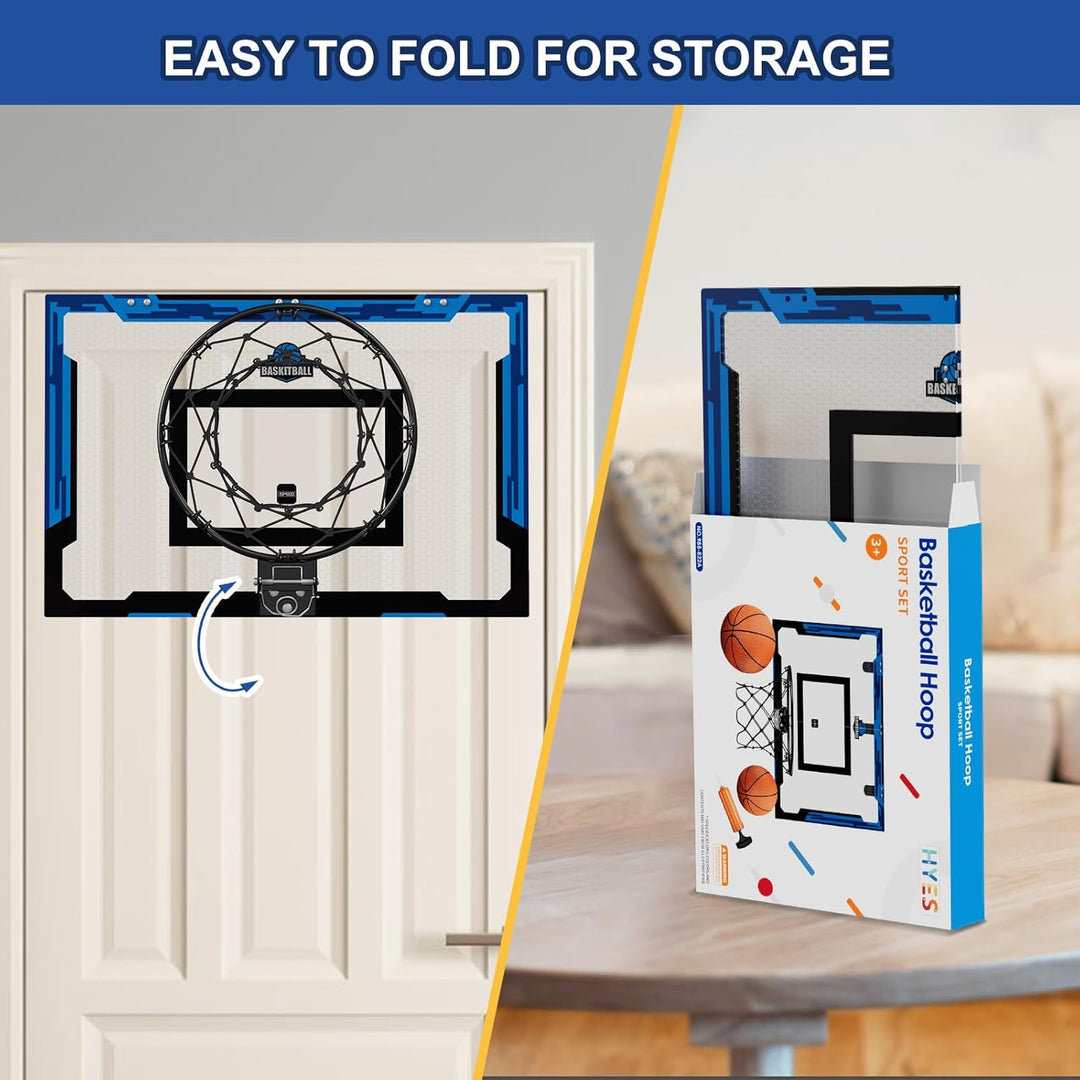 HYES 24" x 16" Grosser Basketballkorb Indoor für Kinder, Basketball Korb mit Stabiler Backboards, 2