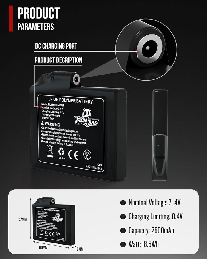 IRON JIA'S Batterie Lithium Polymer 7.4V wiederaufladbare 2500mAh Batterie, CE Zertifiziert, UN38.3,