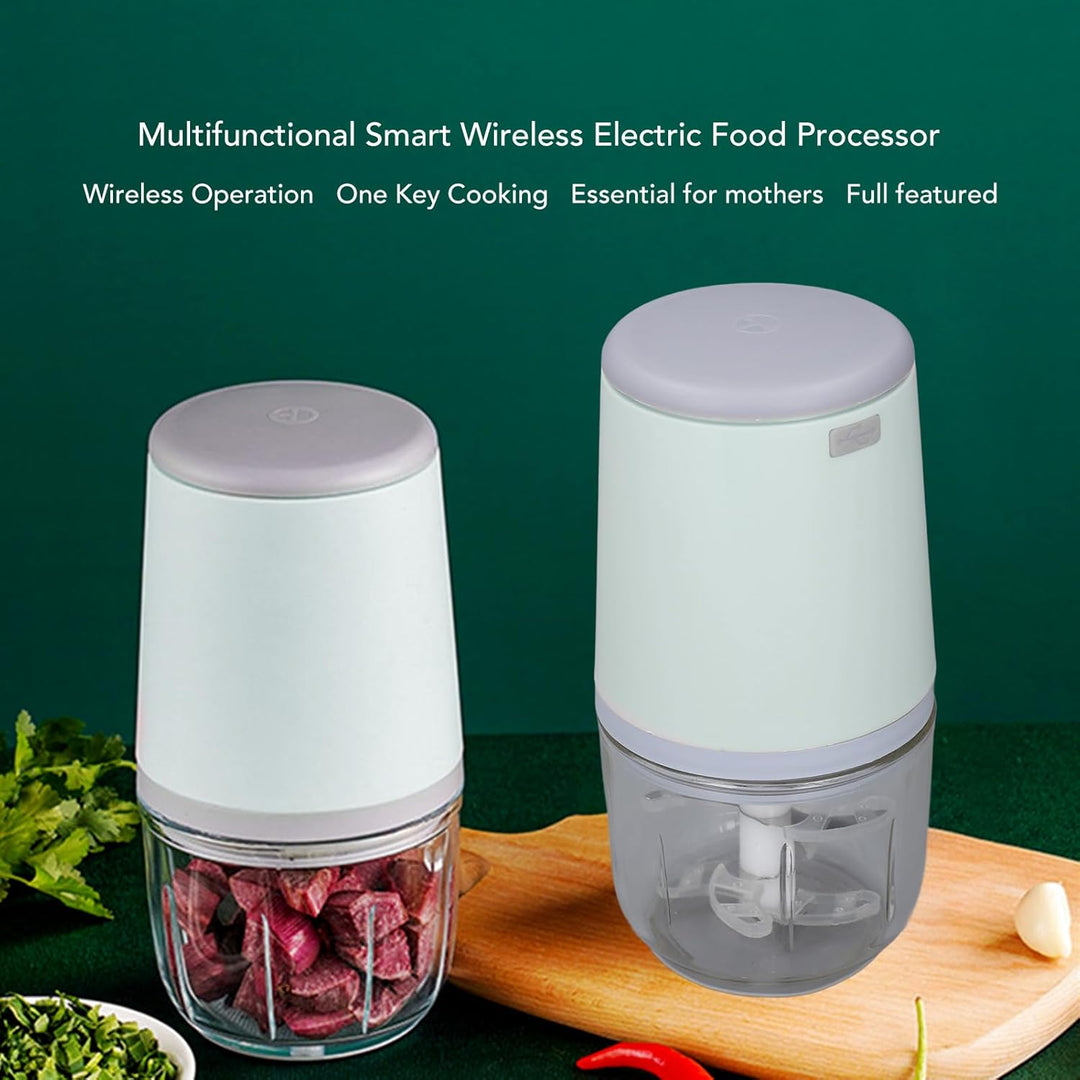Mini-Küchenmaschine, Kabellos, Kabelloser Elektrischer Zerkleinerer für Gemüse, Obst, Fleisch, Knobl