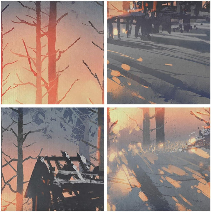 Wandbilder Dekoration Wohnzimmer Winter Wald Hütte Panorama Bilder auf Leinwand 120x50cm Leinwandbil