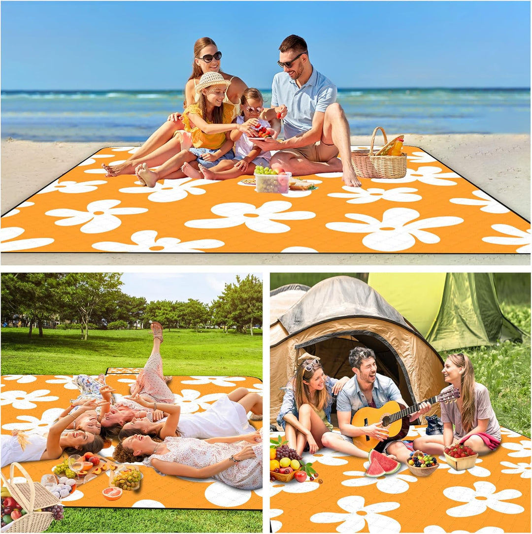 Picknickdecke 200x200 cm，XXL Stranddecke wasserdicht sandfrei, faltbare Strandmatte aus Dreischichti