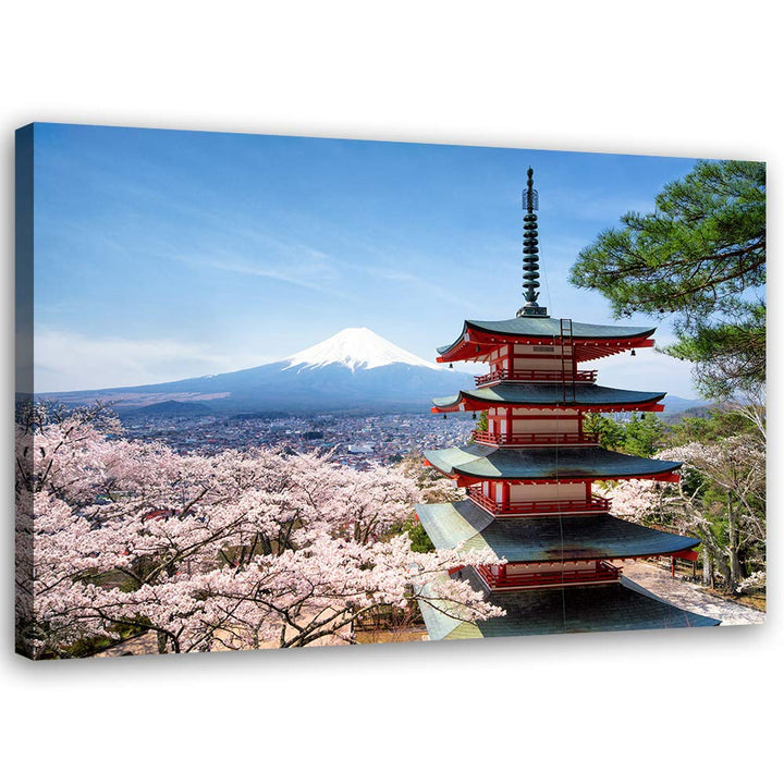 Leinwandbild XXL Japan Wandbild Kunst Architektur Blau 120x80 cm Leinwandbild 120x80 cm Blau_b, Lein