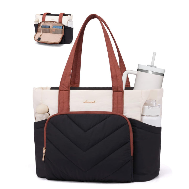 LOVEVOOK Shopper Tasche Handtasche Damen Gross, Leicht Puffer Arbeitstasche mit grossem Wasserflasch