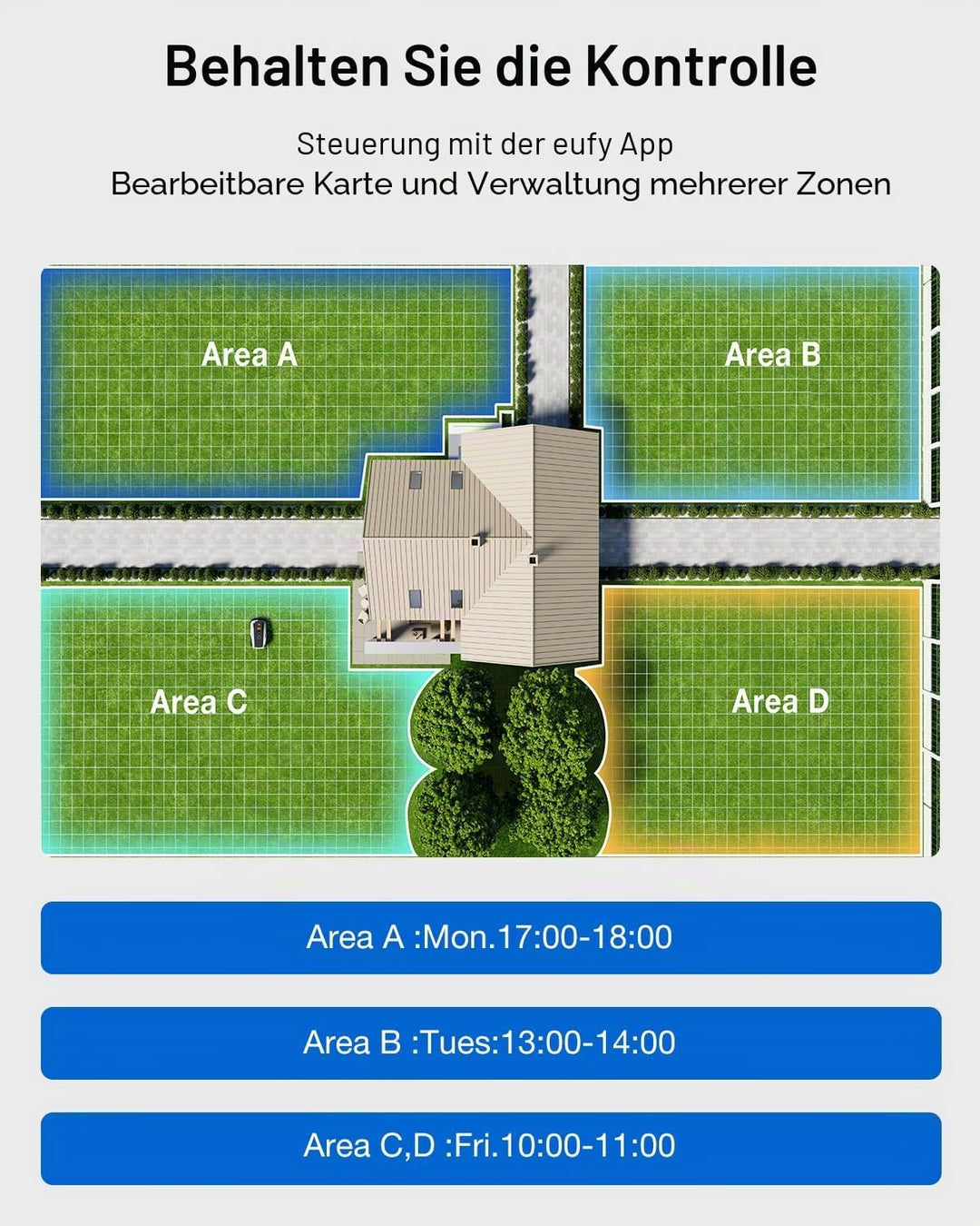 ECOVACS GOAT O600 RTK Mähroboter, RTK & AI-Kamera-Navigation, 45% Steigung, 100m²/h, IPX6, App-Steue
