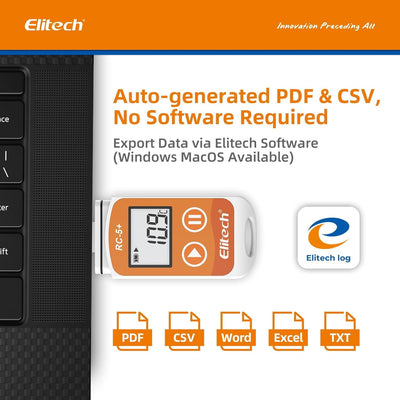 Elitech RC-5 + 10 Packs USB PDF temperature datalogger upgraded from camera shutter LCD display data