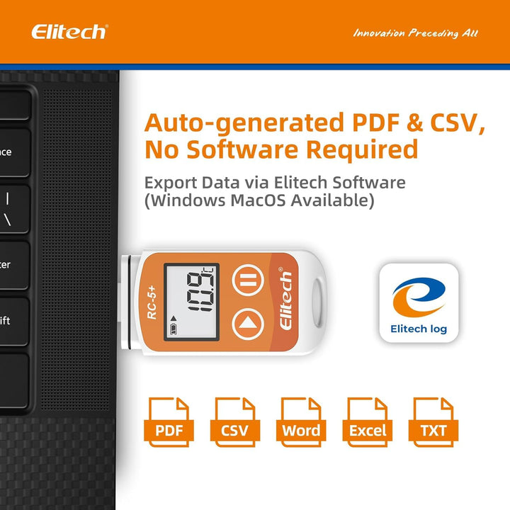 Elitech RC-5+ Wiederverwendbarer Temperaturdatenlogger Data Logger PDF&CSV USB Recorder 32000 Punkte