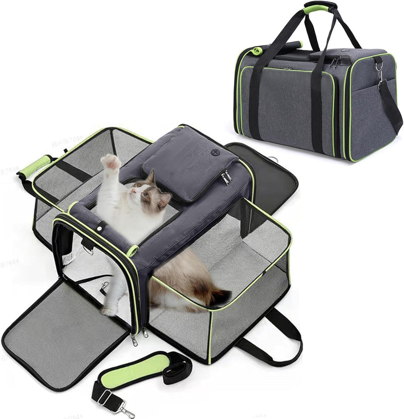 PETCUTE Faltbare Transporttasche Katze und Hund,Katzentransportbox Hundetragetasche mit Waschbare Ma