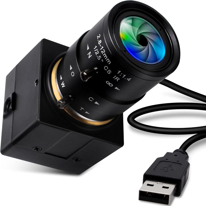 ELP USB-Kamera 1080P 2,8–12 mm 4-Fach optisches manuelles Zoomobjektiv, 2 MP USB-Kamera mit CMOS OV2