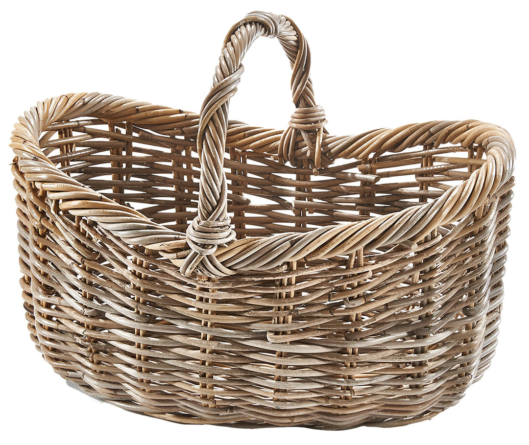 Kobolo Einkaufskorb EMMA aus Rattan in 50x40x37 cm Kubu Grey