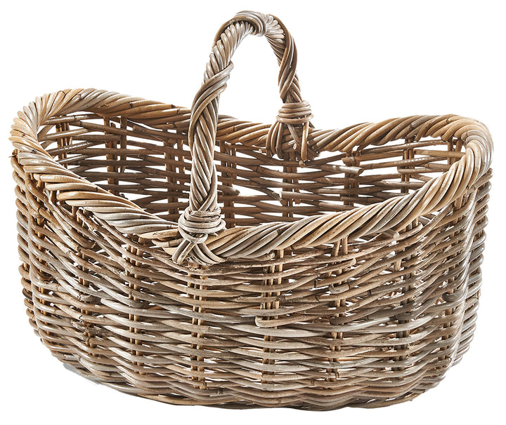 Kobolo Einkaufskorb EMMA aus Rattan in 50x40x37 cm Kubu Grey