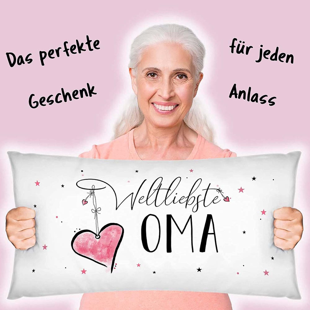 PR Print Royal XXL-Deko-Kissen mit Füllung - Weltliebste Oma - Geschenk für die Beste Oma, Geburtsta