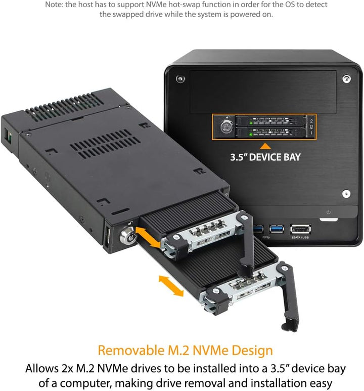 ICY DOCK ToughArmor MB834M2K-B - 2X M.2 NVMe PCIe4.0 bis zu 64Gbps SSD zu 2X MiniSAS HD Hot Plug Wec