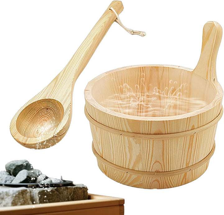 Sauna Wassereimer Und Schöpfkelle | Sauna Holz Eimer Set - Wasserdicht Eimer 4L Saunazubehör Dampfba