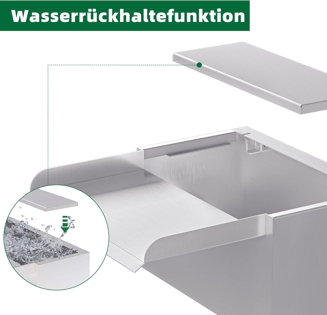 23cm Edelstahl Teich Wasserfall Blade Set,12.2cm breit Edelstahl Teich Brunnen mit Armaturen,Dual In