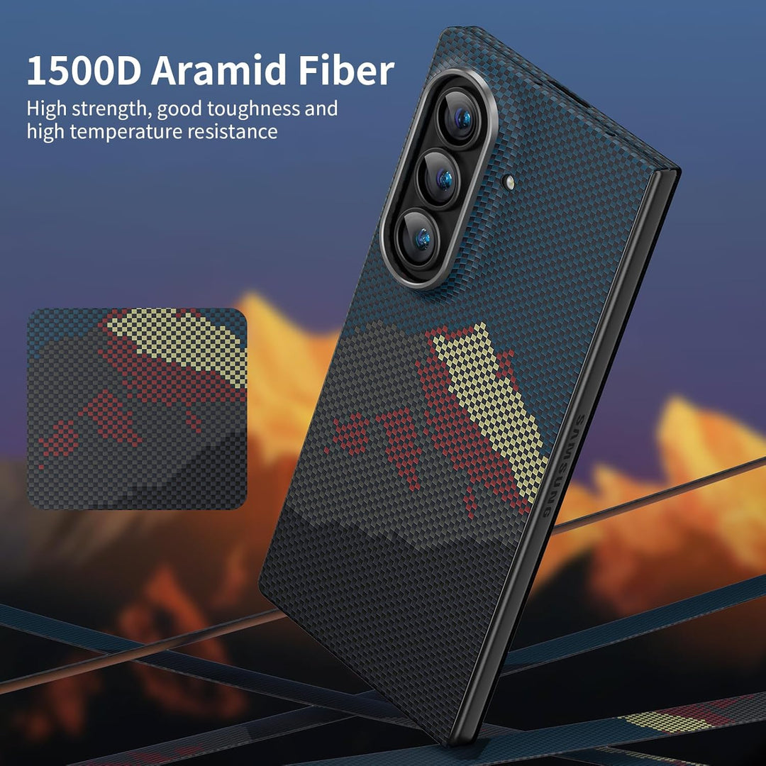 memumi 𝗨𝗽𝗴𝗿𝗮𝗱𝗲𝗱 Magnetische Carbon Hülle für Galaxy Z Fold 7, [mit Schutzfolie] kompatibel mit Mag-S