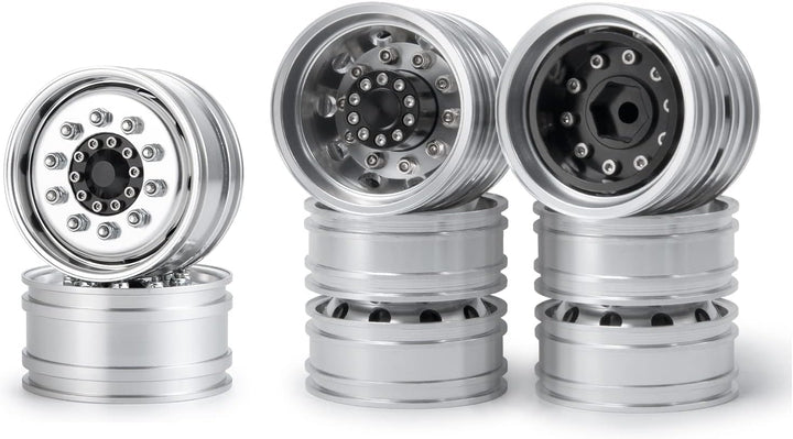 AXspeed Metall Vorderradfelgen Hinterradfelgen Set 1/14. Traktoranhänger 2 Stück Vorderradnaben & 4