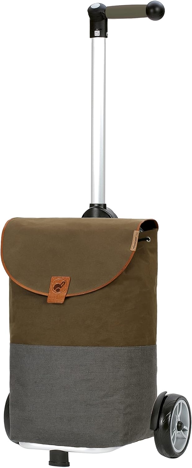 Andersen Shopper Unus Alu höhenverstellbar mit Kugellagerrad Ø 17 cm und 36 Liter Tasche Priya Khaki