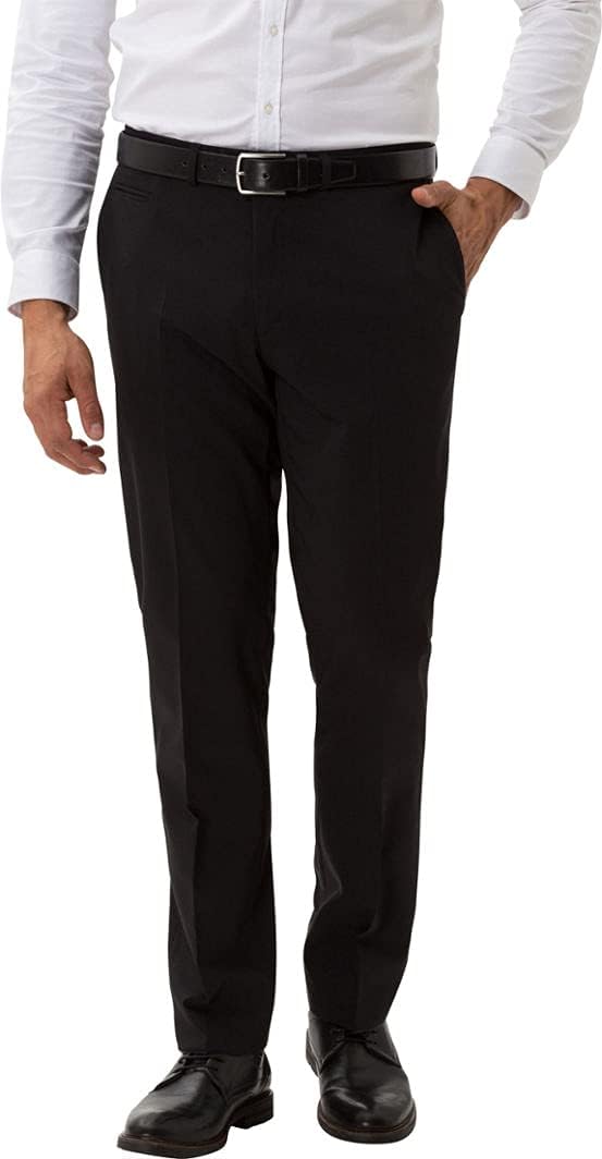 BRAX Regular Fit Hose Enrico Stretch Schurwolle Navy 34W / 36L Schwarz, 34W / 36L Schwarz