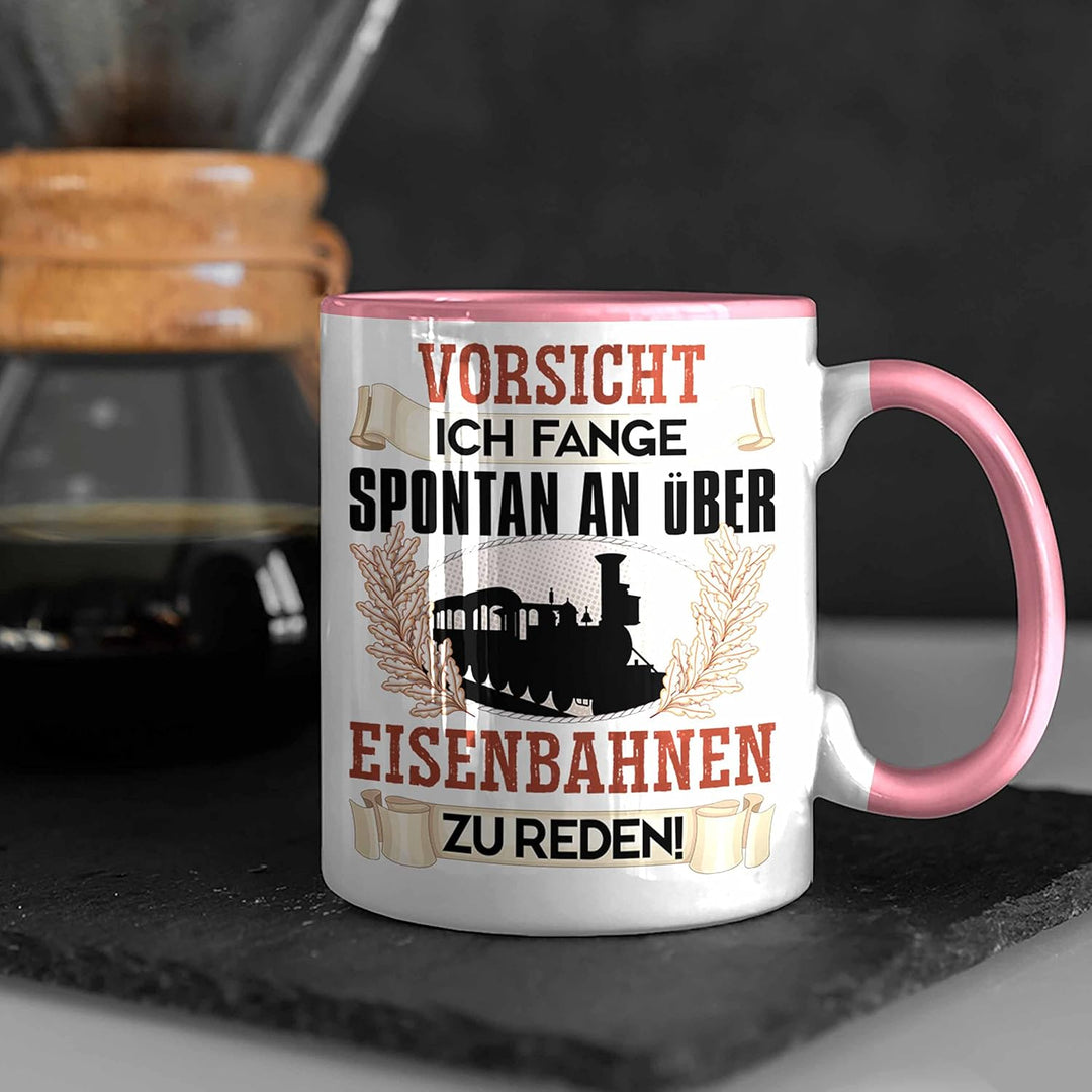 Trendation - Eisenbahner Tasse Geschenk für Modelleisenbahn-Fans Geschenkidee Ich Fange Spotan An Üb
