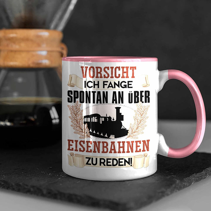 Trendation - Eisenbahner Tasse Geschenk für Modelleisenbahn-Fans Geschenkidee Ich Fange Spotan An Üb