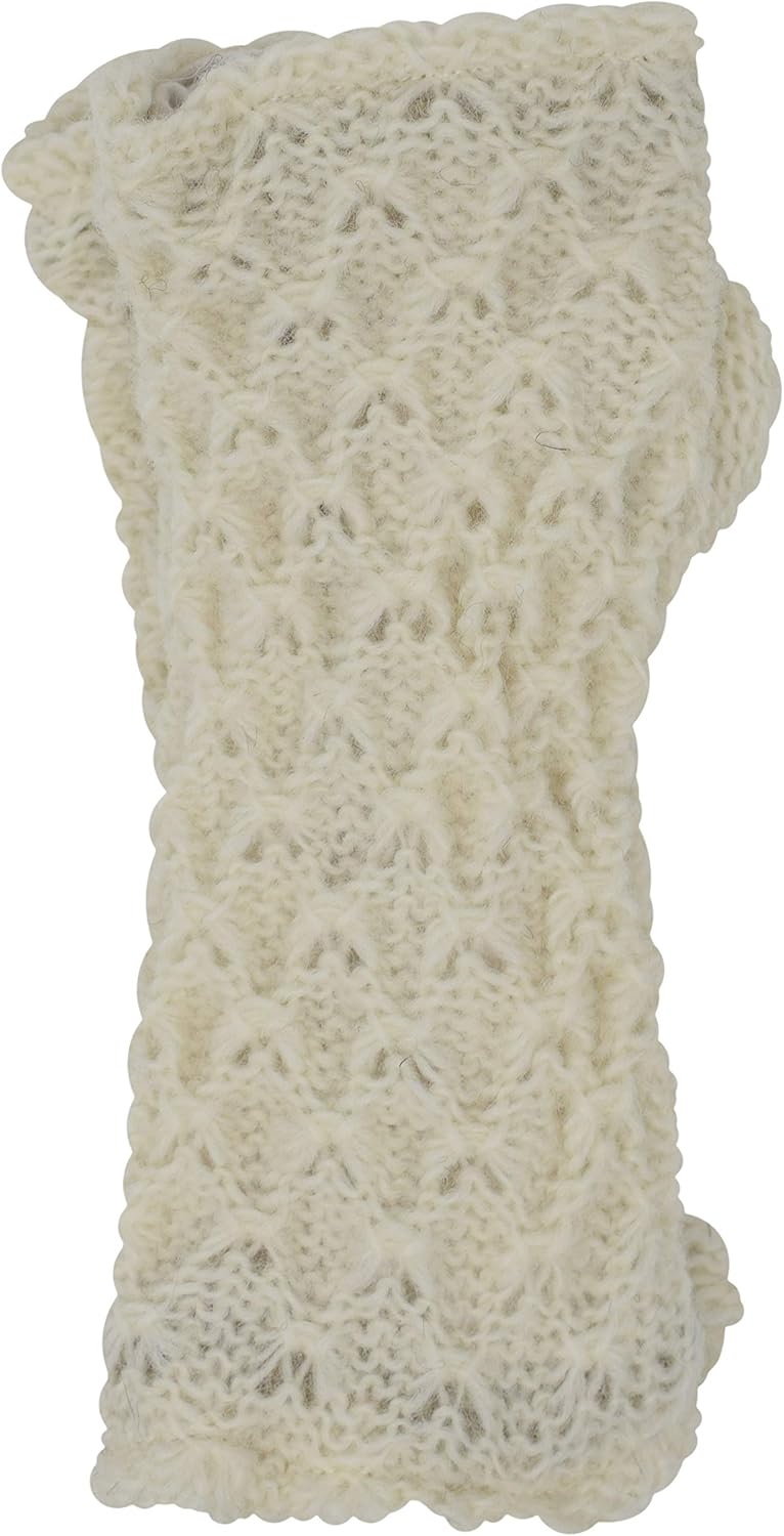 Gheri Warme, mit Wollfleece gefütterte, handgestrickte Fäustlinge für Damen Cr, Cr