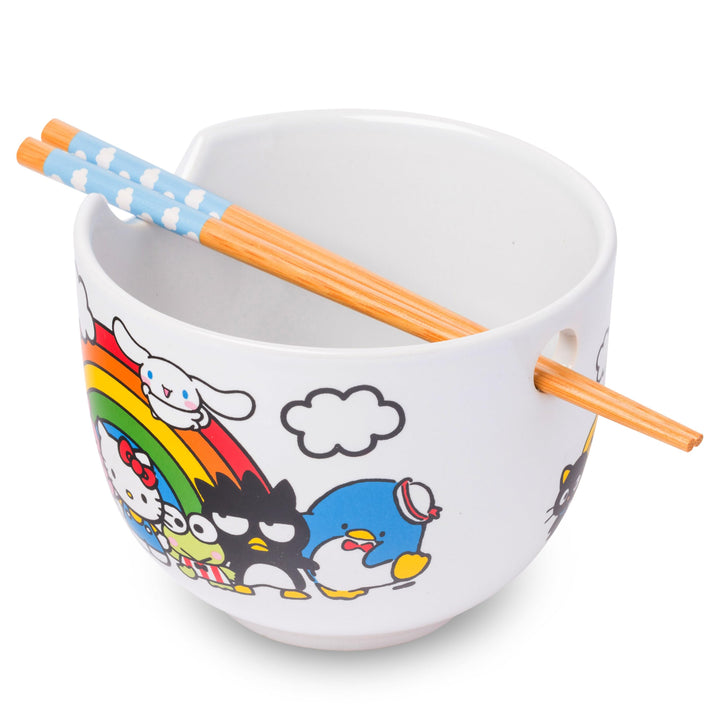 Silver Buffalo Sanrio Hello Kitty and Friends Regenbogen-Keramik-Reisschale mit Essstäbchen, 590 ml,