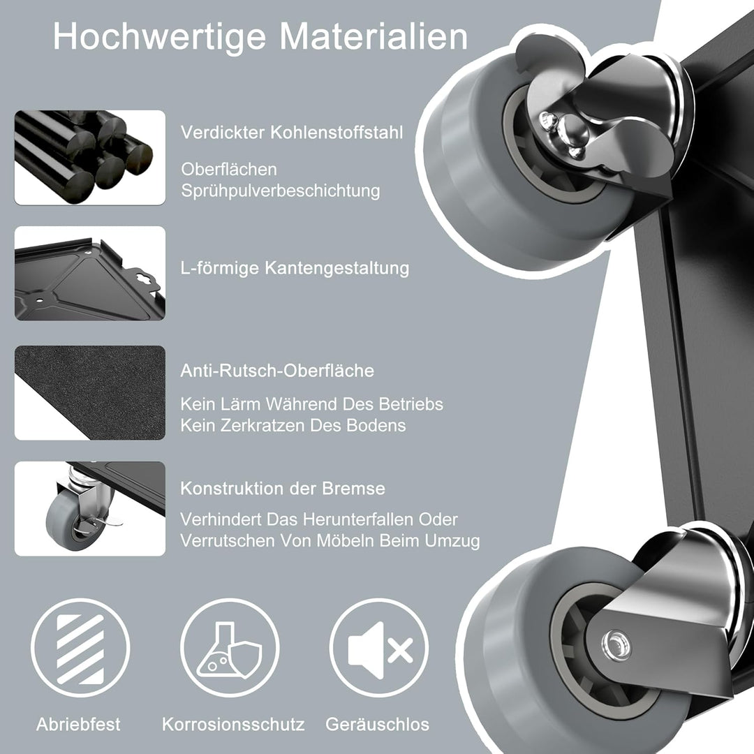 HENGMEI 4 Stück Möbeltransport-Set Rollbrett Transportroller Belastbarkeit Möbelrollen Kohlenstoffst