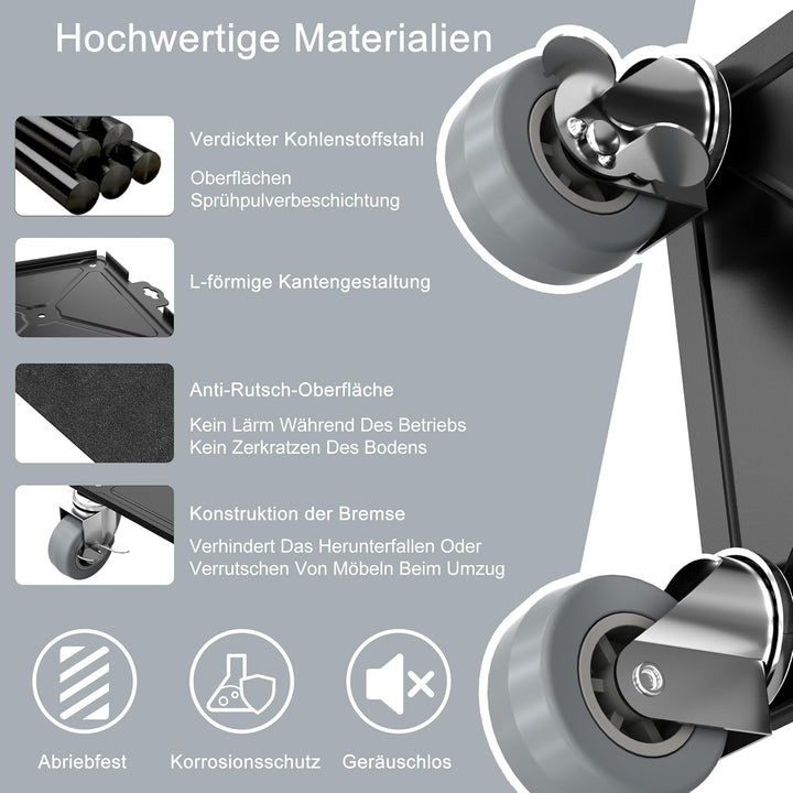 HENGMEI 4 Stück Möbeltransport-Set Rollbrett Transportroller Belastbarkeit Möbelrollen Kohlenstoffst