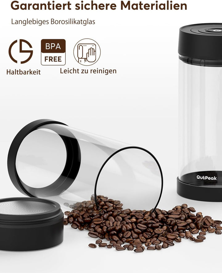 OUTPEAK Neo 2025 Automatischer Vakuum-Kaffeebehälter, 1,35 l für Kaffeebohnen, Bedienung mit einem K
