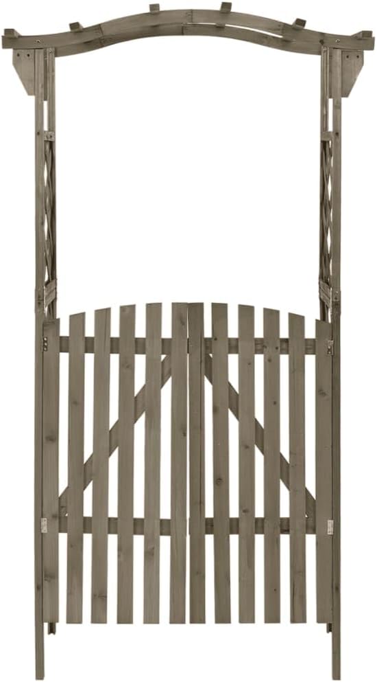 vidaXL Tannenholz Massiv Pergola mit Tor Rosenbogen Torbogen Rankhilfe Spalier Rankgitter Gartenboge